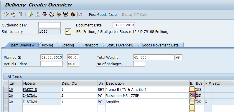 Delivery Order with Batch Split Batch Split in Delivery Order