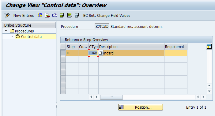 Maintain account determination procedure